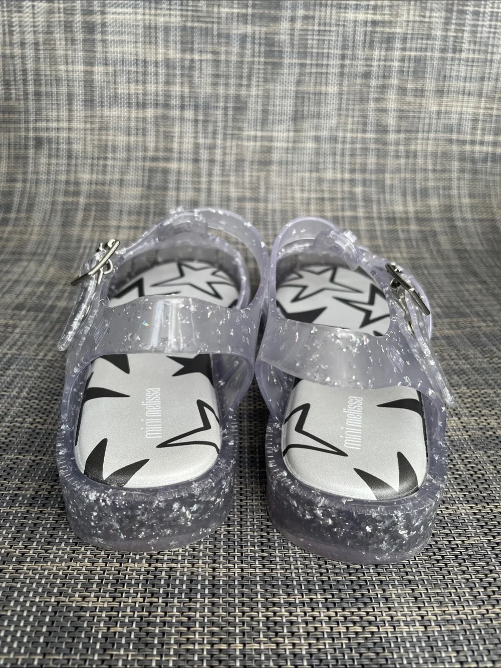 Mini Melissa Possession Glitter Clear Silver Fisherman Jelly Sandals Girls 3 Y